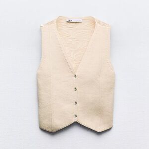 Zara Beige Buttoned Vest